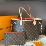 二手精品 LV 路易威登 手提包 M41177 NEVERFULL 中號子母購物袋 經典老花 紅色