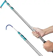 Rtshuok 6.3 Ft Truck Cargo Grabber Reach Retriever Tool, Expandable Heavy Duty Stainless Steel Truck Telescoping Pull Pole with Two Hooks for PickupTruck SUV Boat Accessories