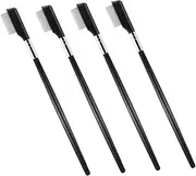 FOYTOKI Metal Eyelash Comb Brush Set Eyelash Separator Tool Stainless Steel Lash Grooming Tool Eyebrow Brush for Natural Lashes