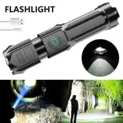 Waterproof USB Rechargeable Tactical Torch - light, Flashlight Torch Zoomable