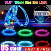 Douoble Row LED 15.5" Wheel Ring Lights Changing RGB Music Bluetooth Control NEW