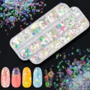 Nail Art Studs Rivets Nail Crystal Gem Seashell Slice Nail Diamonds with Tweezer