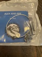 Authentic Alex and Ani Skiing Silver Charm Bangle