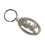 Steam Train Engine Keychain, A246KC, 2 3/8 Inch, Railroad Gift Metal Made in USA