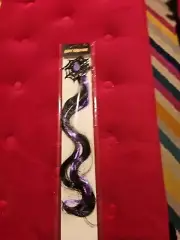 NIP Happy Halloween Purple Black Faux Hair Extension Clip Costume Spider Web