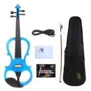 4 String Silent Electric Violins Free Case Bow Ebony Violin Parts,blue