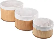 STOBOK Foldable Storage Box Office Round Bamboo Storage Basket Woven Basket for Household Organization