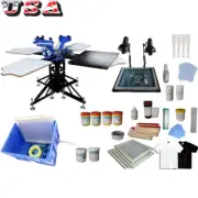 3 Color 4 Station Screen Printing Materials Kit Press Shirt Pritner Ink Squeegee