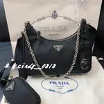 現貨+免運 PRADA 普拉達 HOBO 1BH204 19新款 三合一 斜背尼龍包 麻將包 鍊帶帆布 腋下包