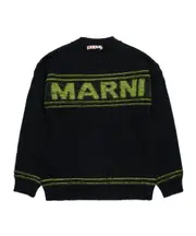 Marni Kids Logo-Intarsia Crewneck Knitted Jumper 8Y,6Y,14Y,12Y Black