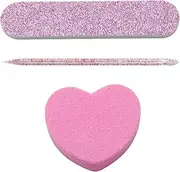 Buffer Nail File,Crystal Dot Drill Stick, Cute Pink Nail Manicure Kit - Manicure Tools, Polishing Shaping Sandpaper File for