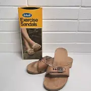 Vintage SCHOLL Exercise Sandals Size 7 Natural Wheat Color NEW OLD STOCK in Box