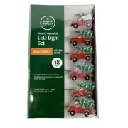 Red Pick Up Truck w Christmas Tree 18 Mini LED String Light Set Battery Operated