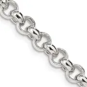 24 Inch Sterling Silver 6.5mm Semi-Solid Rolo Chain