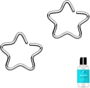 [BodyJewelryOnline] 18Ga Star Shaped Split Ring Perfect for Nose, Rook, Daith and Tragus Piercings - Anodized Titanium 316L Surgical Steel