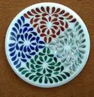 12" Corner Marble Side Table Top Lapis Inlay antique Round Home Decor Garden