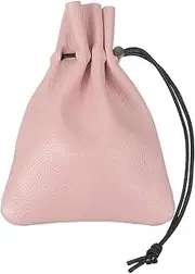 [uxcell] 1 Pcs Drawstring Bag, Leather Coin Purse, Change Purse for Women, Men's Leather Bag, for Jewelry, Keys, Coin Storage(Pink)