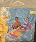 NOS Bestway Surf & Sun Rainbow Inflatable Lounge With Pillow Pool Raft 75”x28”