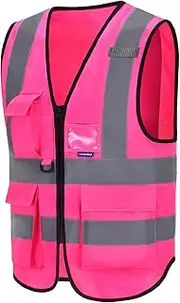 AYKRM 21 colors high Vis vest Zipper Front High Visibility vest Hi Vis Executive Vest Waistcoat with Phone & ID Pockets