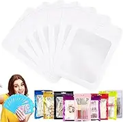 White Foil Ziplock Bags - Small Smell Proof Mylar Holographic Packaging, 100pcs 7x10cm Resealable Storage Pouches, Clear Plastic for Food, Jewelry, Electronics