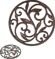 Comfify Decorative Cast Iron Trivet, Rust Brown, 7.7"