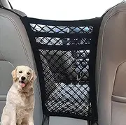 Car Dog Guard Pet Barrier Dog Car Net Barrier with Auto Safety Mesh Organizer Stretchable Storage Bag Universal for Cars, SUVs,3 Layer Pet Dogs Car Driving Accessories Safety Travel