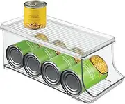 InterDesign Fridge/Freeze Binz Storage Boxes, Plastic Kitchen Storage Container for the Fridge with Space for 9 Drinks Cans, Clear