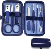Manicure Set Color Contrast sets Nail Clippers Cutter Tools Kits Stainless Steel Pedicure Travel Case for Man Woman,7pc Blue