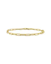18K Over Italian Silver Polished Paperclip Chain Bracelet