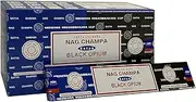 [Satya] 01307 Nag Champa & Black Opium Combo Set of Incense Sticks, 12 Packs x 16g, Multi, One Size
