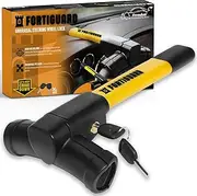 Xtremeauto FORTIGUARD Steering Wheel Lock - Heavy Duty Anti-Theft Car Lock Device, Universal Fit with Easy Install & High Visibility - Secure Cross-Key Design, Virtually Pickproof & Quick Install