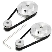 2 Kit Synchronous Wheel 20&60 Teeth 5mm Bore,Aluminum Timing Pulley with 2 Pcs Length 200mm Width 6m Silverblack