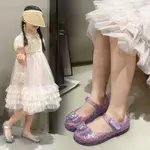 女童水晶鞋 冰雪奇緣公主鞋 新款 時尚果凍鞋 軟底鞋 兒童透明水晶表演鞋