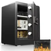 Safe Box, 2.0 Cubic Feet Home Safe with Fireproof Waterproof Bag, Security Sa...