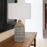 NASTRO Table Lamp Silver / White Ceramic / Fabric - NASTRO TL-BRNWH