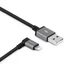 USB to Lightning Cable 90 Degree 1M, MFI-Certified, HandyStrap Included, Black