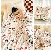 AusLandiy Christmas Throw Blanket Warm Blanket Red White Christmas Decorations Blankets Fuzzy Soft Warm Christmas Blanket for Bed Couch Sofa Travel (White, 180 * 200 cm)