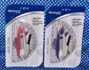 2-pack WESTCOTT Student Math Tools Set w/ Protractor & Safety Compass NEW #DF19