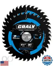 CRALY 4-1/2 Inch 36 Teeth Fine Finish Wood Cutting Circular Saw Blade, 7/8 In