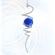 Gazing Ball Spiral Tail Wind Spinner with Sea Blue Crystal Orb, Wind Spinners...