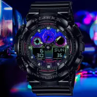 在飛比找ETMall東森購物網優惠-CASIO G-SHOCK 虛擬彩虹雙顯腕錶 GA-100R