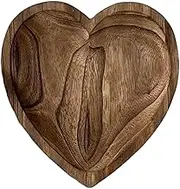 Wood Trays for Serving Food | Wooden Trays for Decor,Natural Hand Carved Craft Creative Love Shape Plate Fruit Bowl for Sandwich Appetizer Display Dining Kitchen Decor