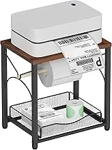 Feestars Label Holder for Rolls and Fanfold Labels, Wooden Shipping Label Holders, Desktop Thermal Printer Stand, Thermal Printer Accessory for Home, Office, Small Businesses (Black)