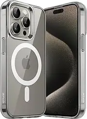[JETech] Magnetic Case for iPhone 15 Pro Max 6.7-Inch Compatible with MagSafe Wireless Charging, Shockproof Phone Bumper Cover, Anti-Scratch Clear Back (Natural Titanium)