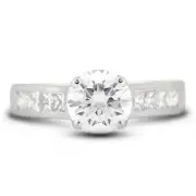 2 1/4ct D SI2 Round Earth Mined Certified Diamonds 950 Plat. Classic Accent Ring