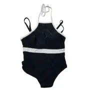 Women's Terra & Sky One Piece Swimsuit 5X 32W 34W Black White Halter Removable