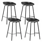 Set of 4 Metal Bar Stools - Black