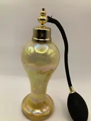 Art Glass Perfume Bottle With Atomizer Refillable Iridescent 7" Tall
