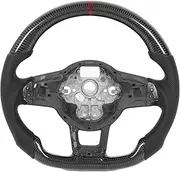 Steering Wheel, Carbon Fiber Wheel Frame, Compatible with MK7 MK7.5 GTD 2013‑2020, Nappa Leather Driving Wheel, Perforated Grip Replacement
