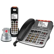 [Uniden] Uniden SSE47 + 1P - Sight & Sound Enhanced Corded and Cordless Digital Phone System with Splashproof Alert Pendant